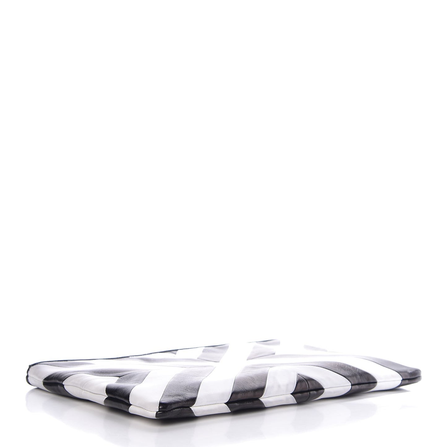 Nappa Medium Letters Zip Clutch Black White