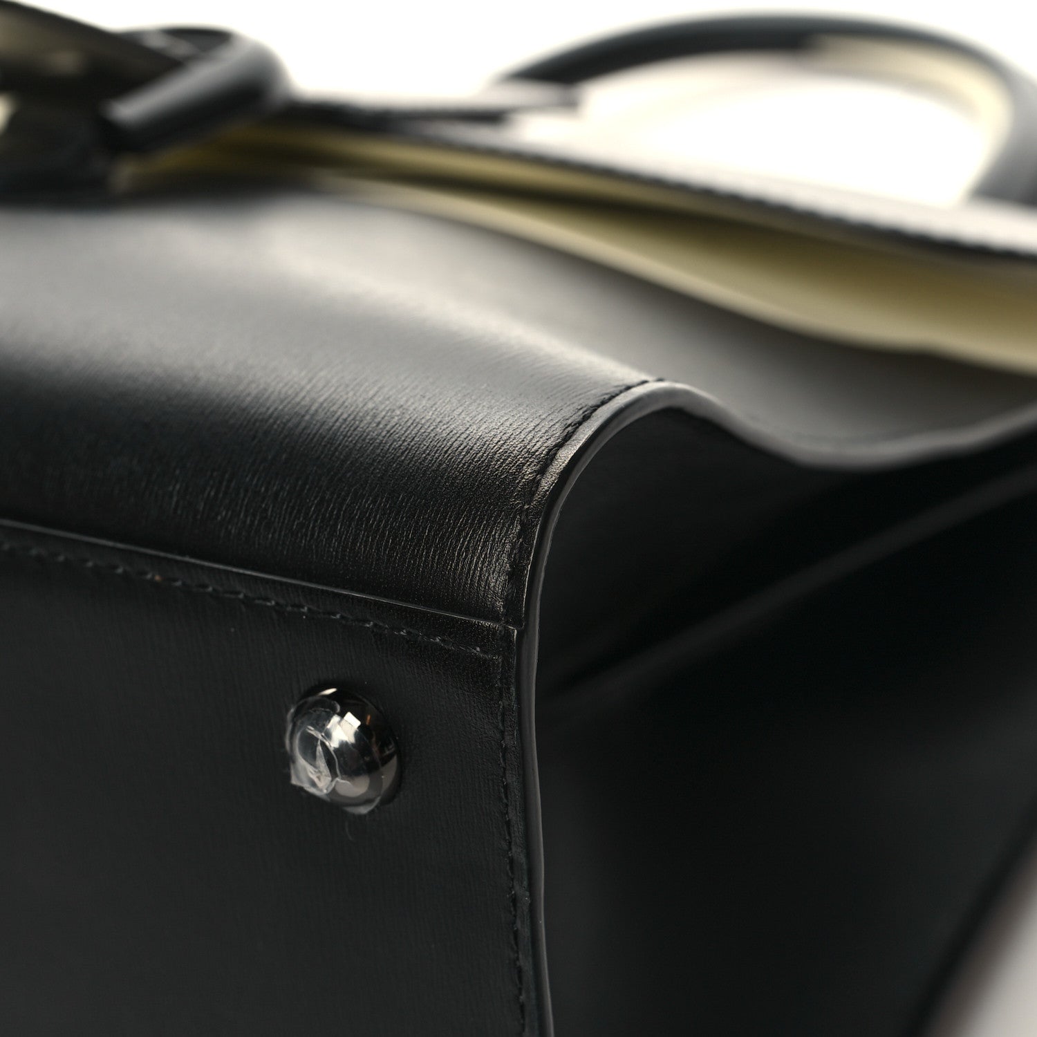 Delvaux Box Calfskin Light And Shadow MM Brillant Satchel Black Ivory 10 of 14