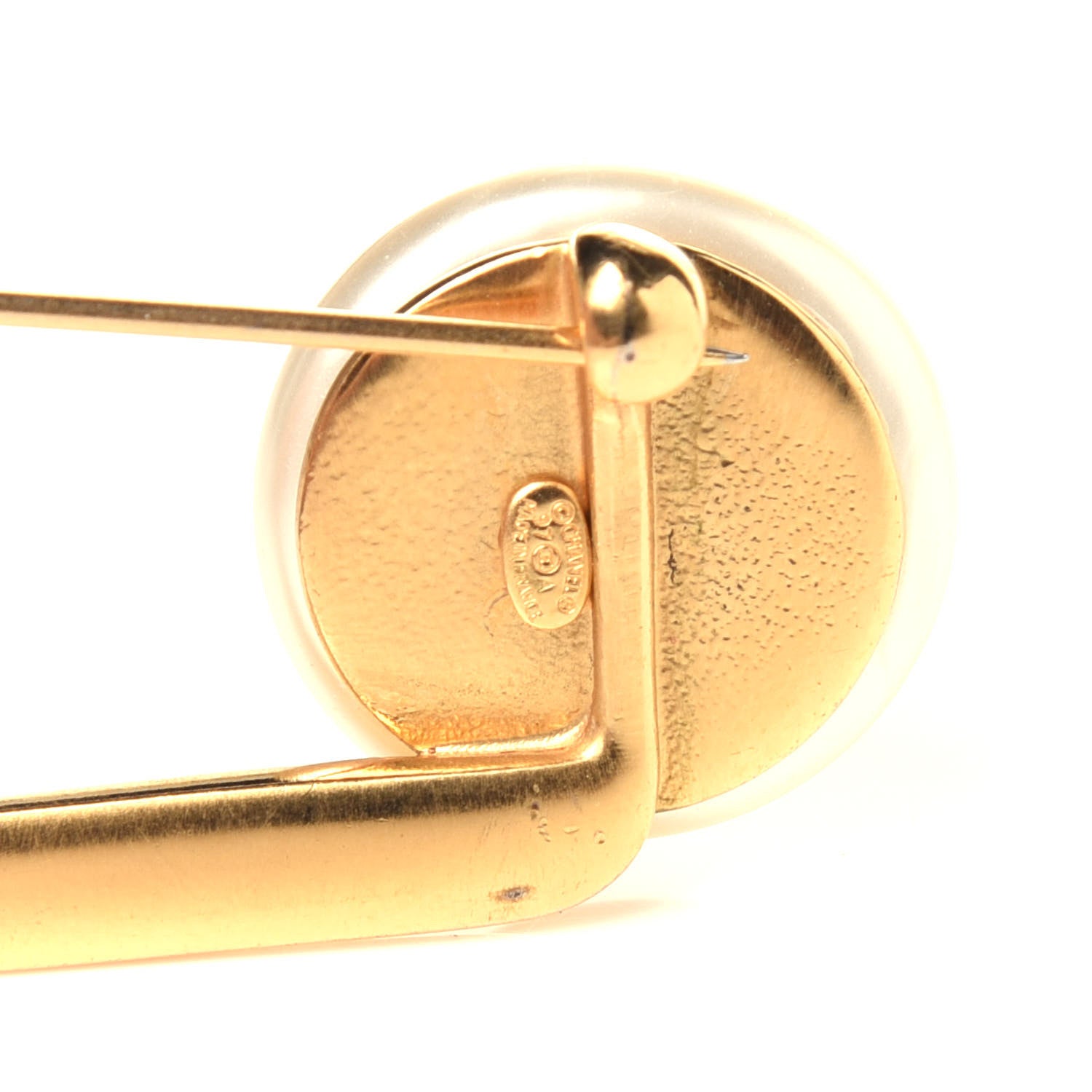 Chanel Pearl Safety Pin Brooch Gold 7 of 7