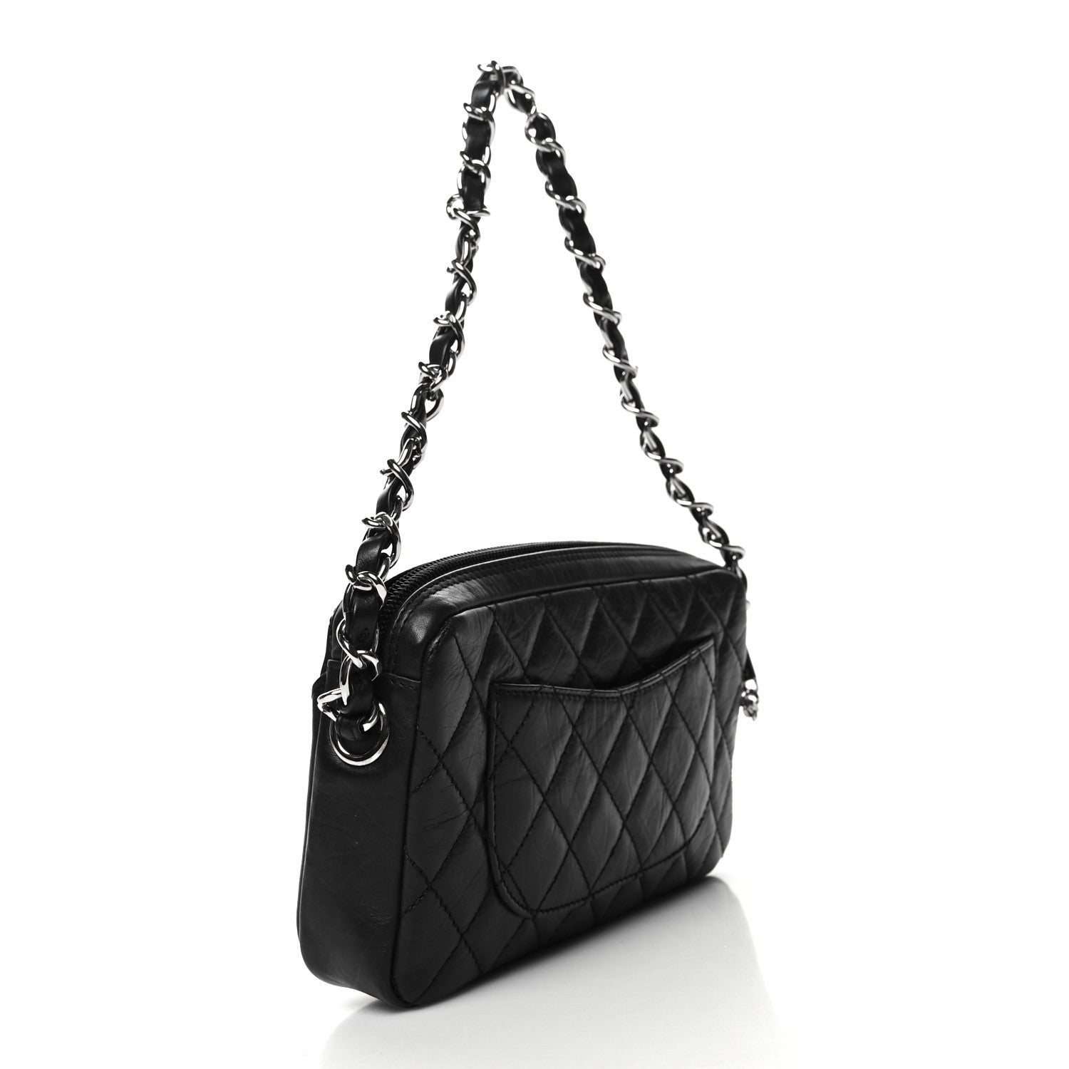 Chanel Aged Calfskin Quilted Cotton Club Pochette Black 3 of 10