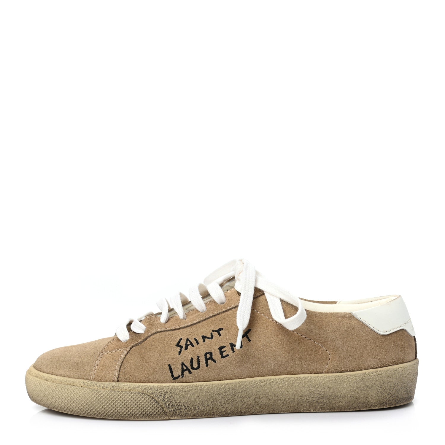 Saint Laurent Distressed Suede Womens Court Classic Sneakers 38 Desert 1 of 10
