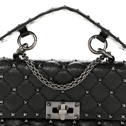 Valentino Garavani Craquele Nappa Small Rockstud Spike Shoulder Bag Black 5 of 12
