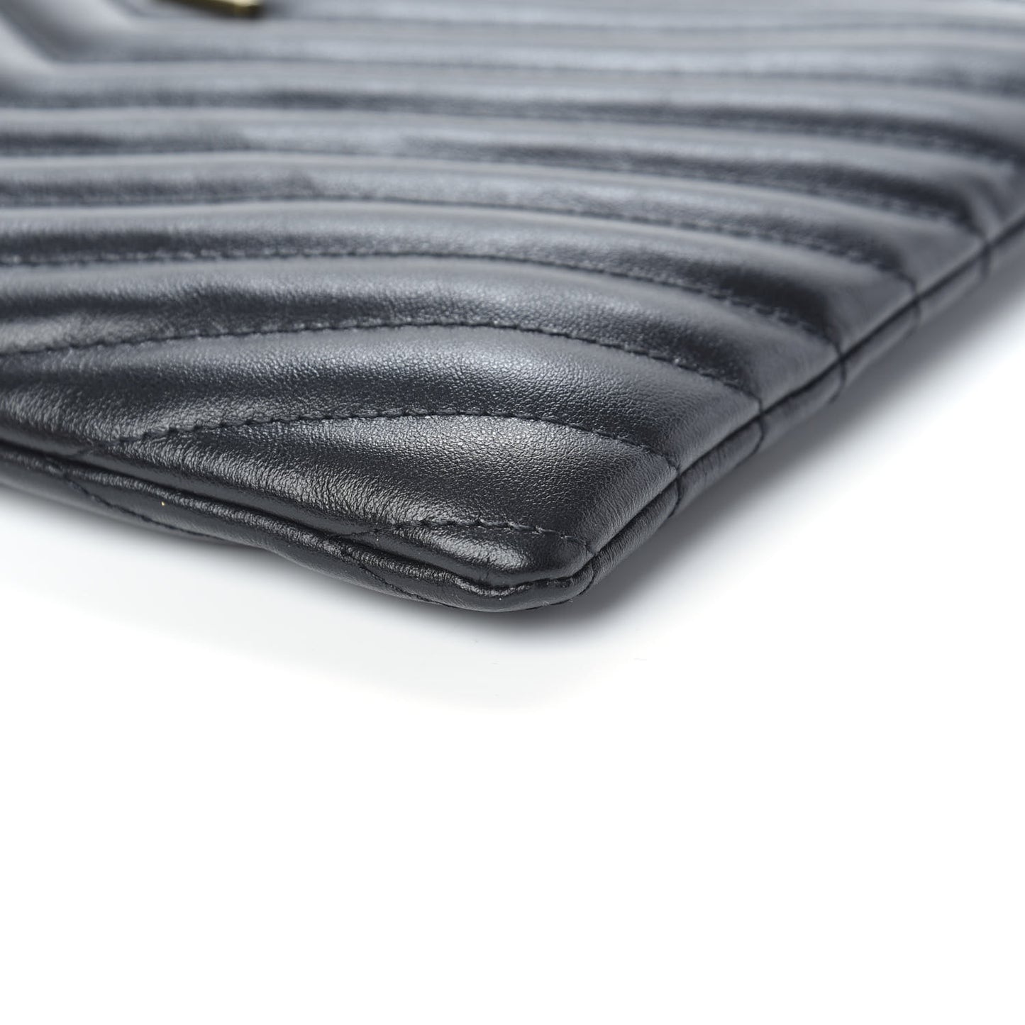 Calfskin Matelasse Chevron Monogram A5 Wristlet Black