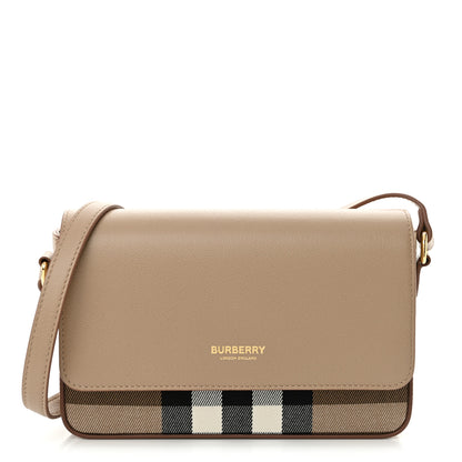 Burberry Grained Calfskin House Check Tartan Mix New Hampshire Chestnut Beige 1 of 10