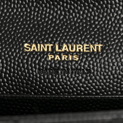Saint Laurent Grain De Poudre Matelasse Chevron Small Monogram Envelope Wallet Black 6 of 9