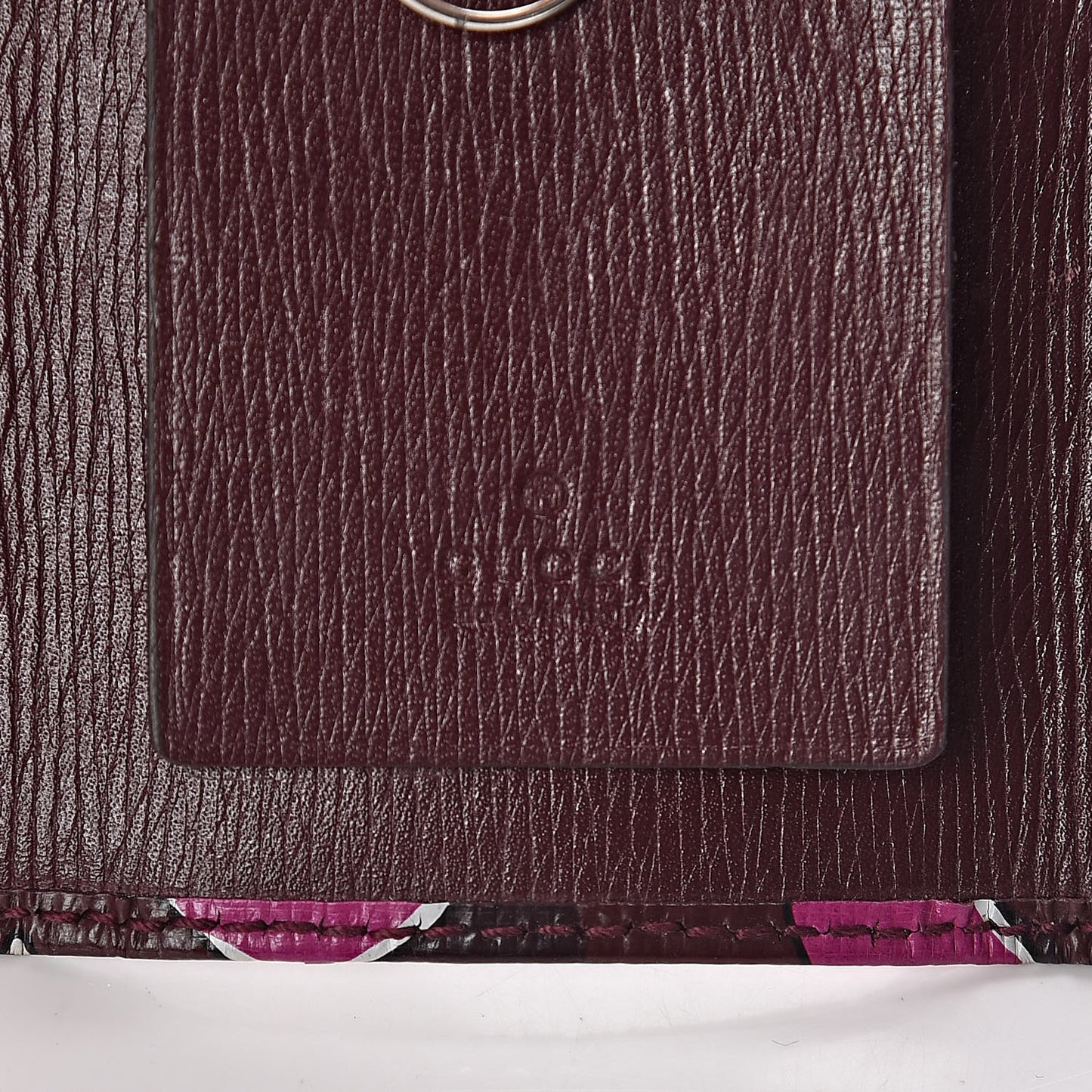 Calfskin Heartbeat Print Key Holder New Wine