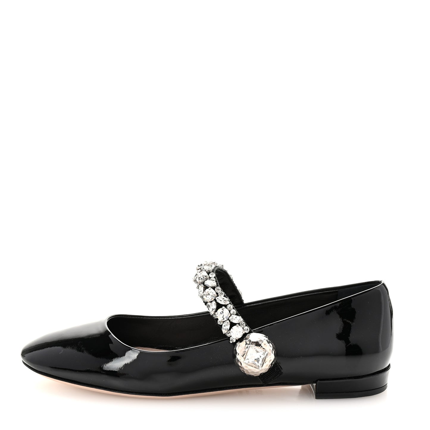 Patent Crystal Mary Jane Flats 36.5 Black