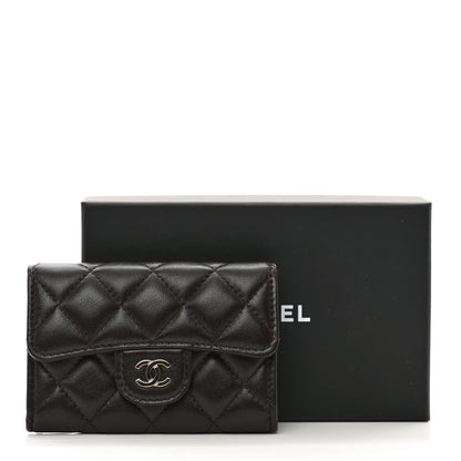 Chanel Lambskin Quilted Flap Card Holder Wallet Dark Brown 9 of 9