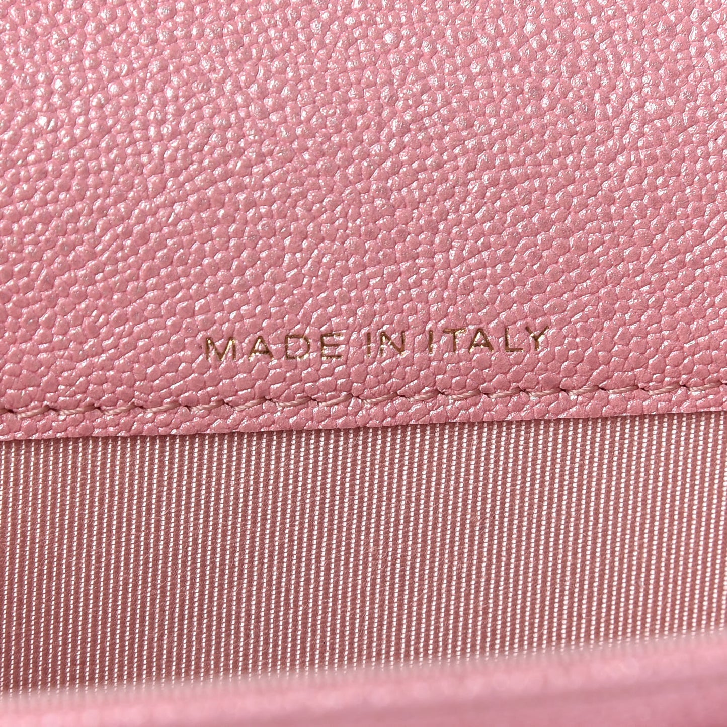 Iridescent Caviar Quilted Flap Card Holder Rose Pink