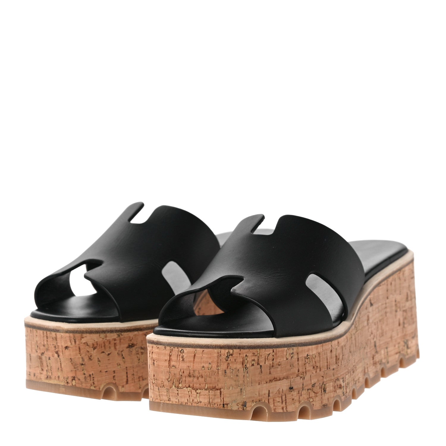 Hermes Calfskin Cork Eze 30 Sandals 35 Black 4 of 10