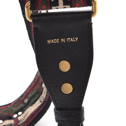 Christian Dior Canvas Embroidered Studded Bohemian Shoulder Strap Red 5 of 5