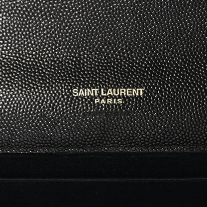 Saint Laurent Grain De Poudre Matelasse Chevron Monogram Envelope Clutch Black 6 of 8