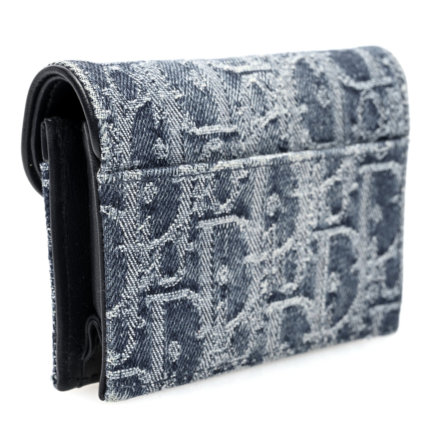 Denim Oblique Saddle Card Holder Blue