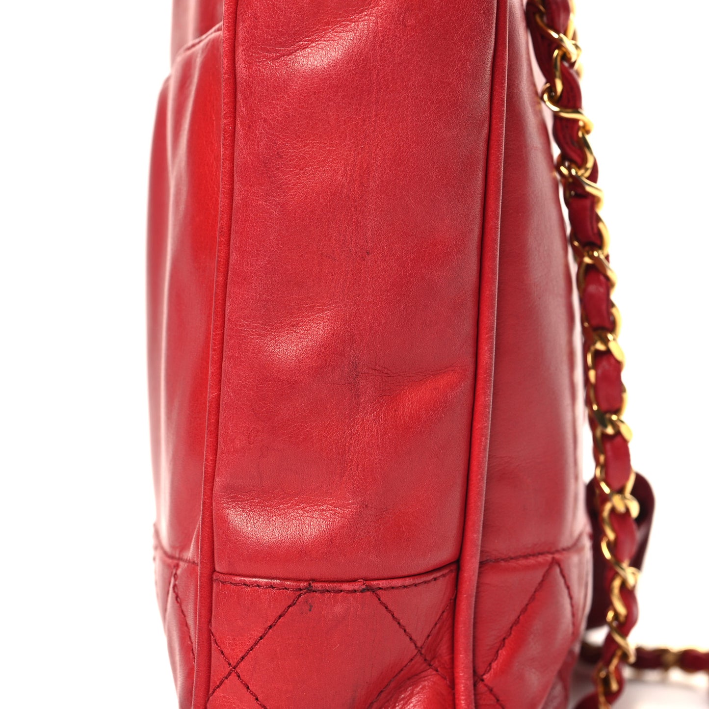 Lambskin Quilted Tote Red
