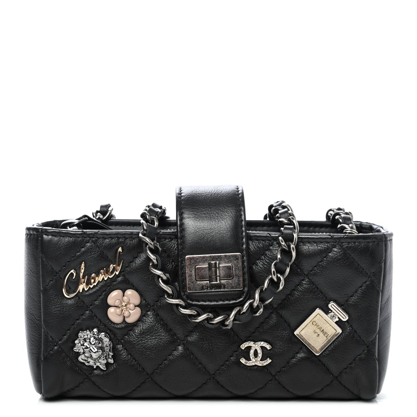 Aged Calfskin Lucky Charms 2.55 Reissue Mini Clutch With Chain Black