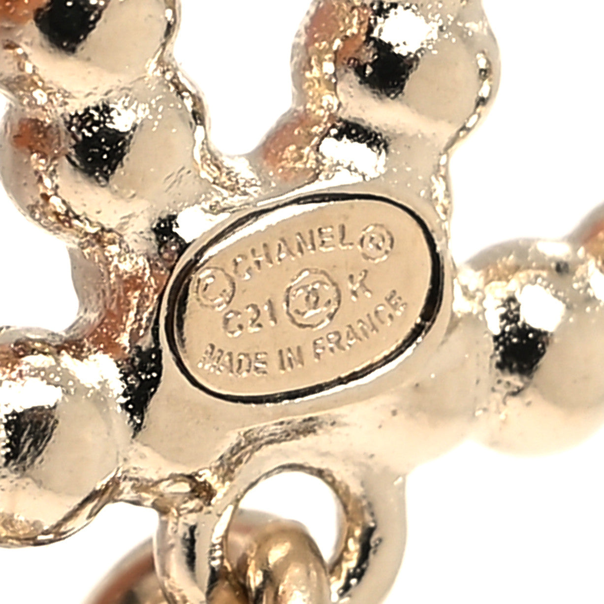 Chanel Crystal Pearl CC Drop Earrings Gold Pearly White 4 of 4