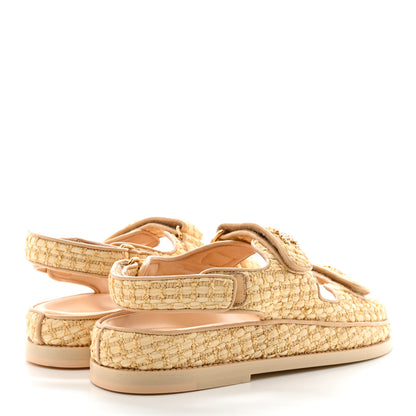 Chanel Braided Fabric Velcro Dad Sandals 37 Beige 4 of 9