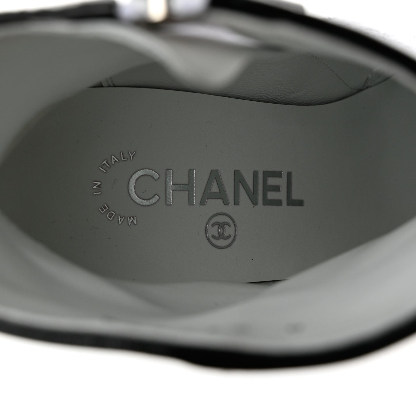 Tweed Cap Toe CC Ankle Boots 36.5 White Black