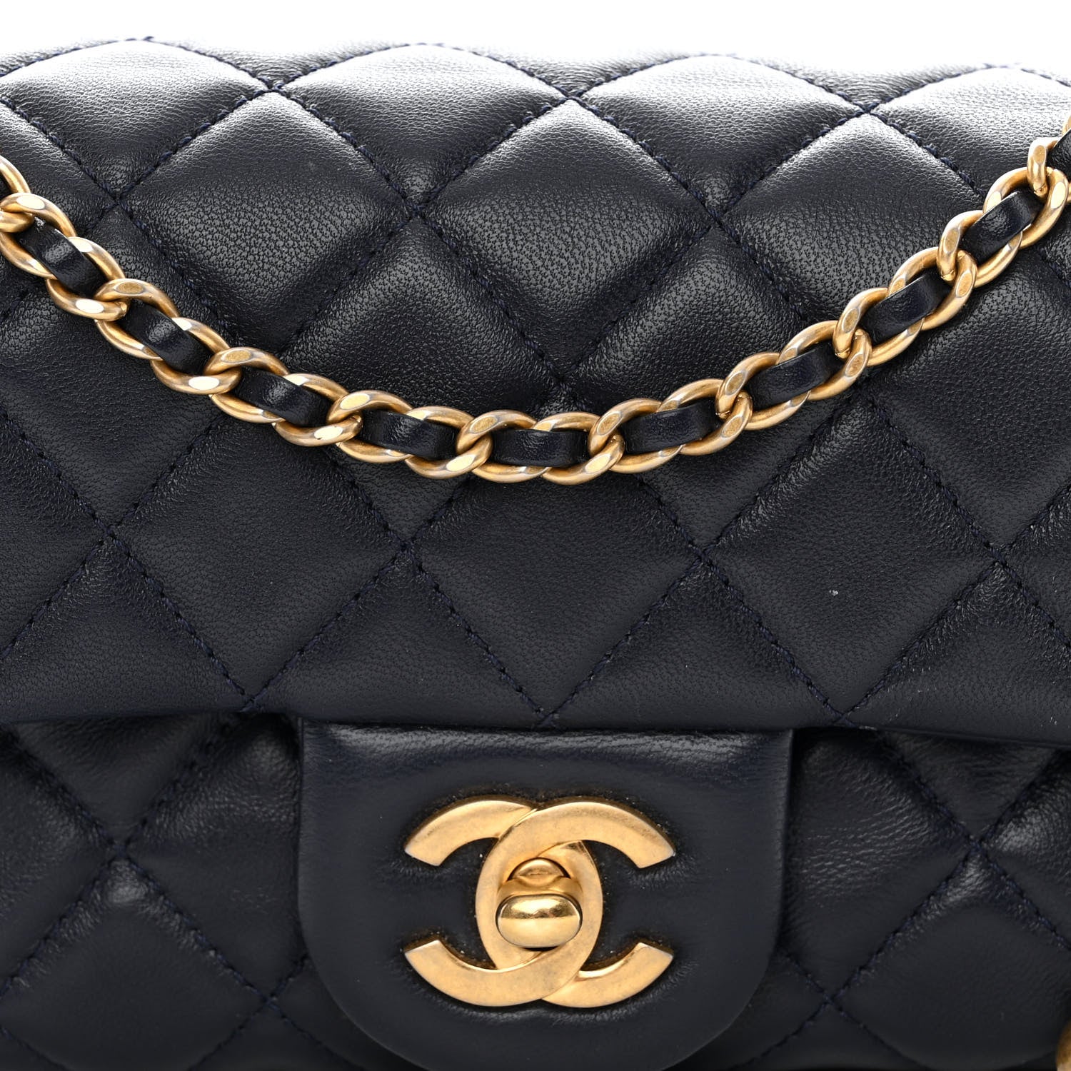 Chanel Lambskin Quilted Mini Pearl Crush Rectangular Flap Navy Blue 8 of 11