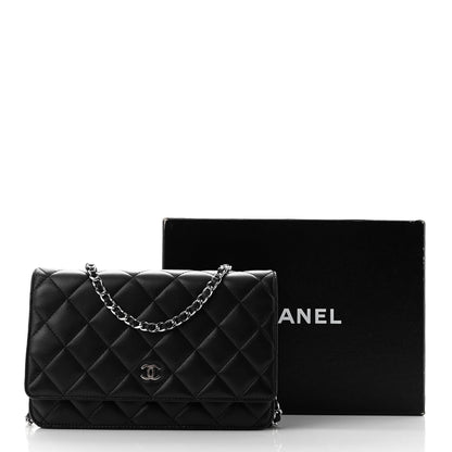 Chanel Lambskin Quilted Wallet On Chain WOC Black 12 of 12
