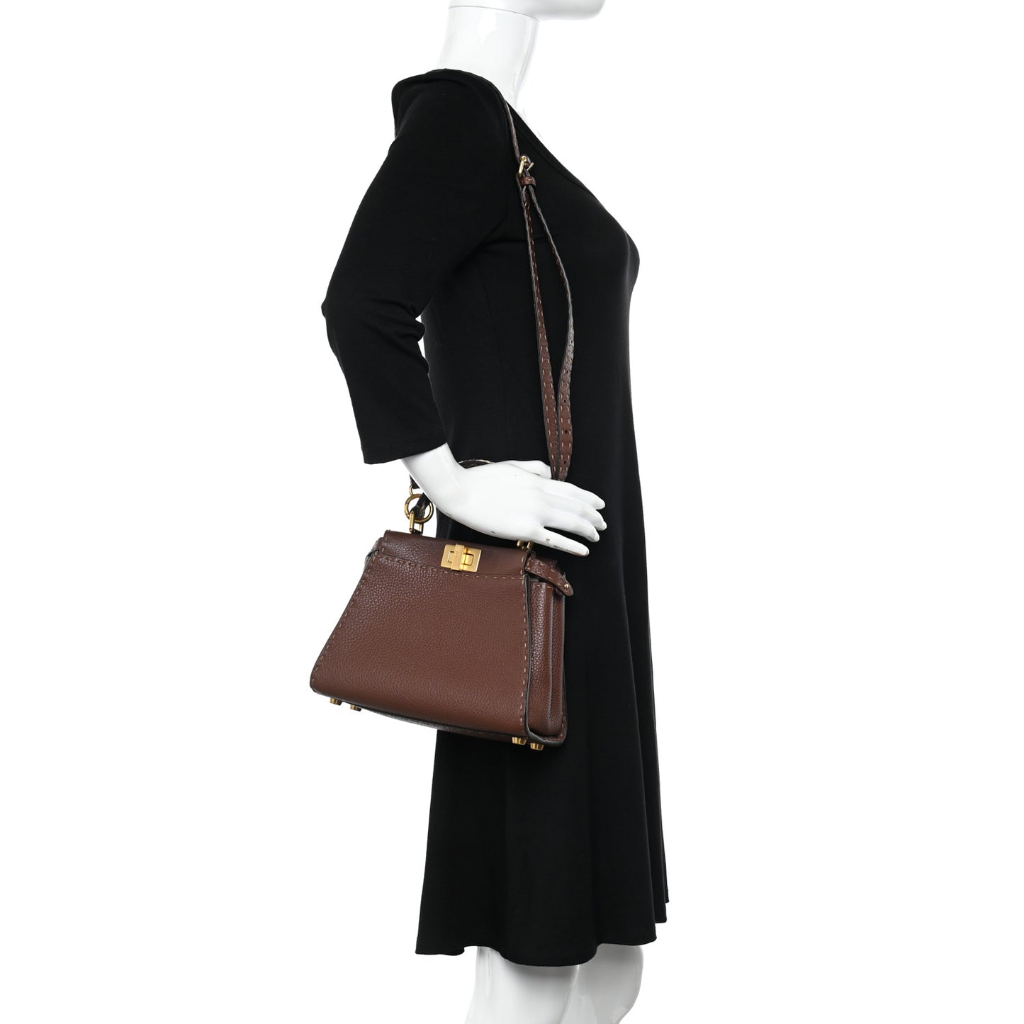 Cuoio Romano Snakeskin Selleria Bi-Color Mini Peekaboo Iconic Satchel Ghianda Camelia White