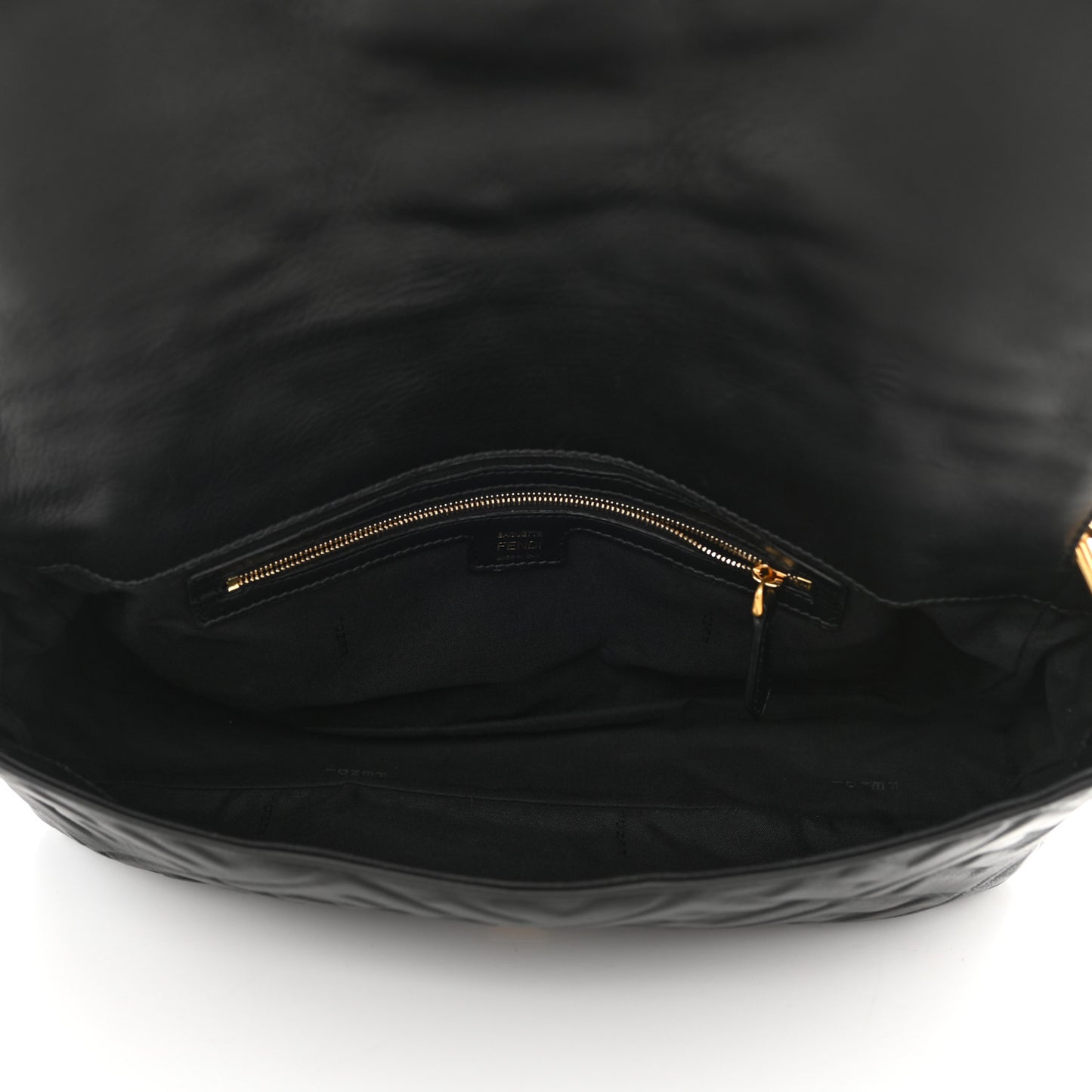 Nappa FF 1974 Embossed Large Baguette Black
