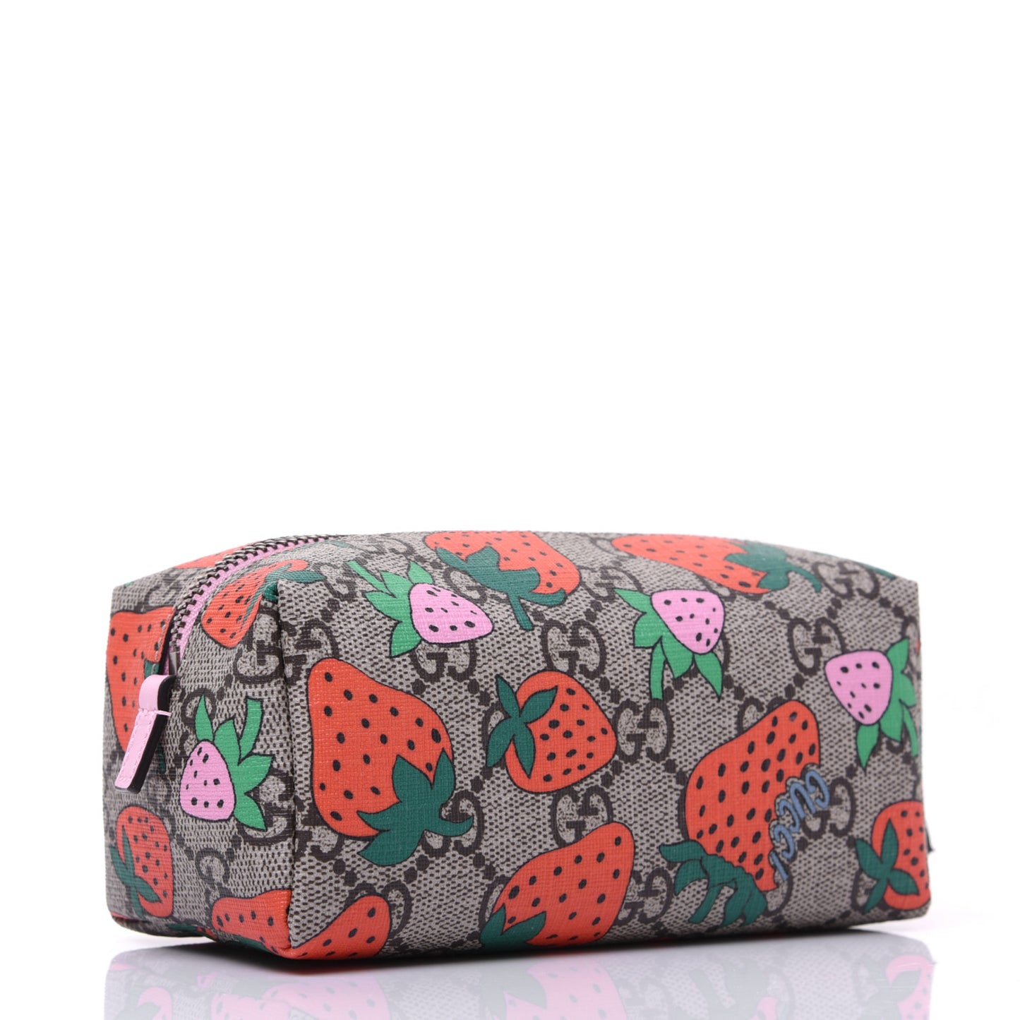 GG Supreme Monogram Strawberry Cosmetic Case
