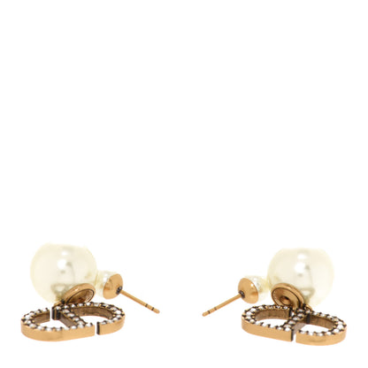 Christian Dior Crystal Pearl Clair D Lune Earrings Gold 3 of 4