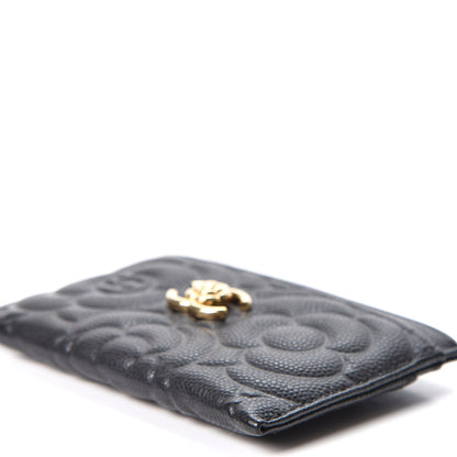 Chanel Caviar Camellia Embossed Card Holder Black 9 of 9
