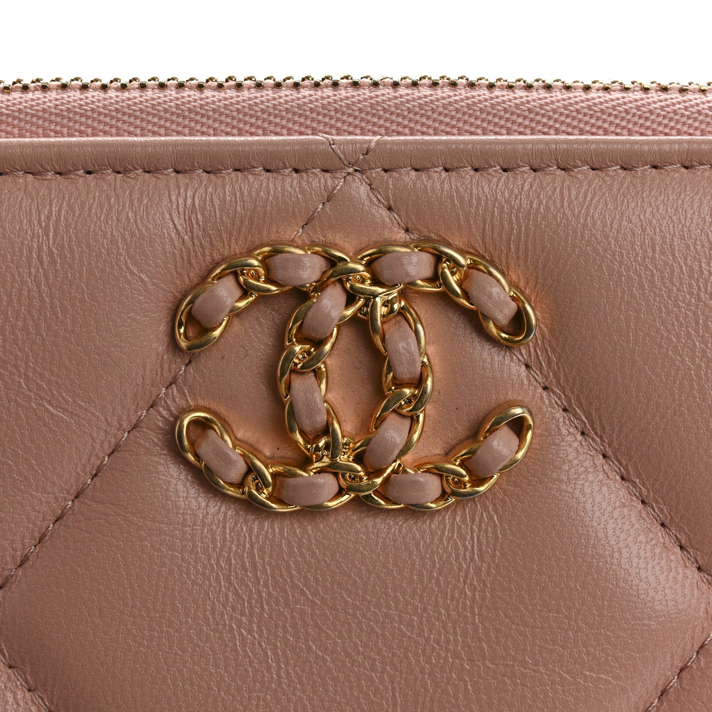 Goatskin Large Chanel 19 Pouch Pink