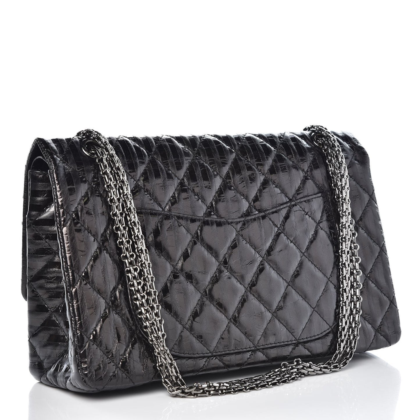 Metallic Calfskin Striped 2.55 Reissue 227 Flap Black