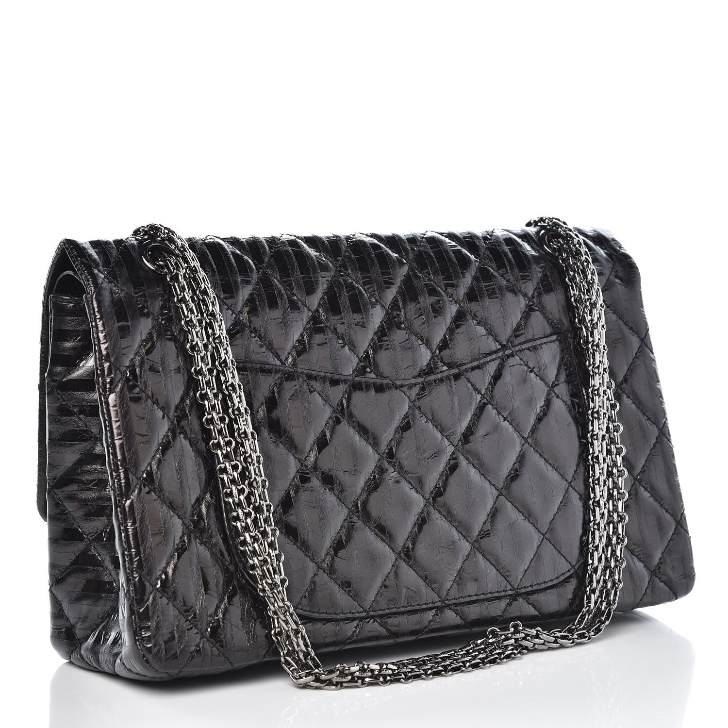Chanel Metallic Calfskin Striped 2.55 Reissue 227 Flap Black 3 of 8