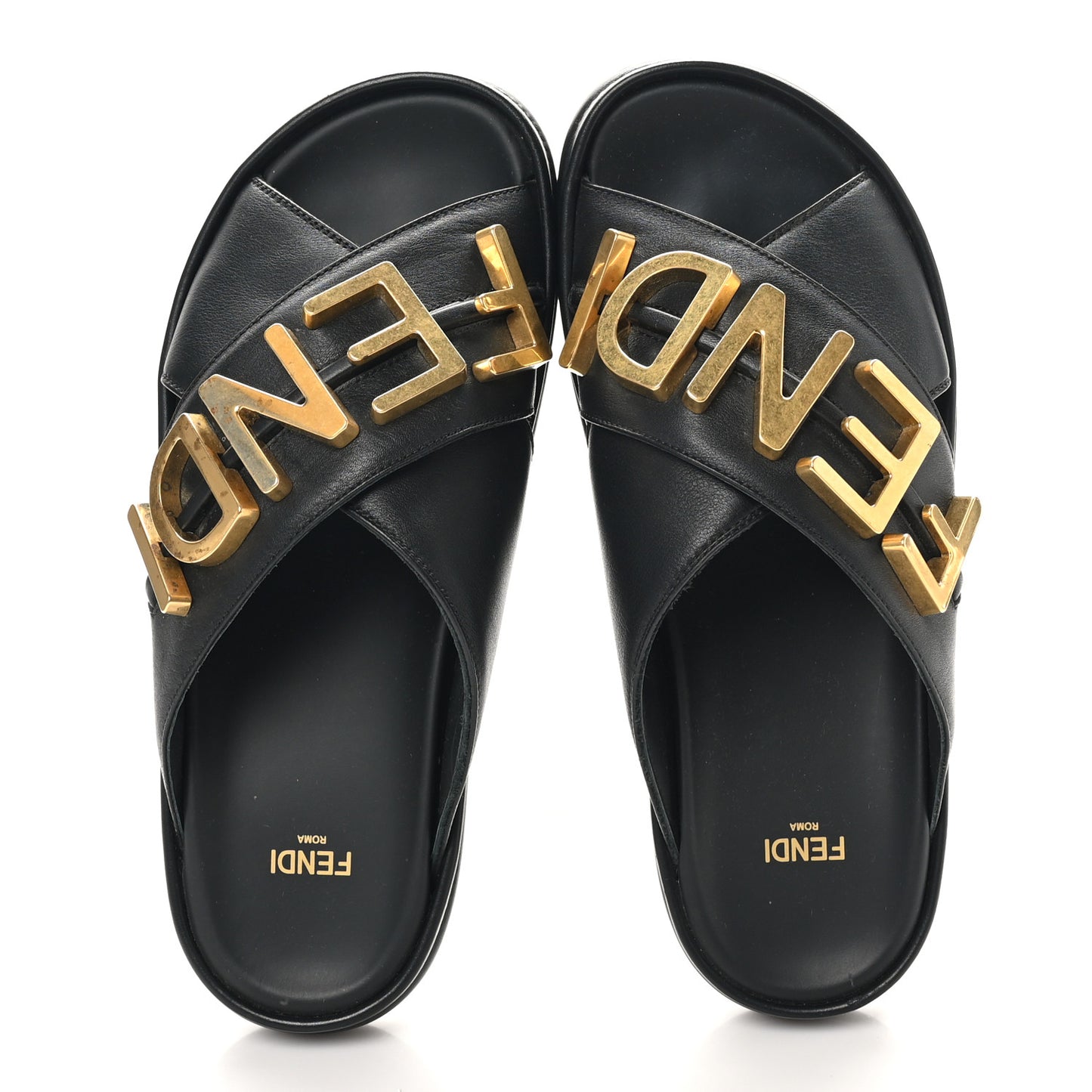 Vitello Womens Fendigraphy Slide Sandals 37 Black