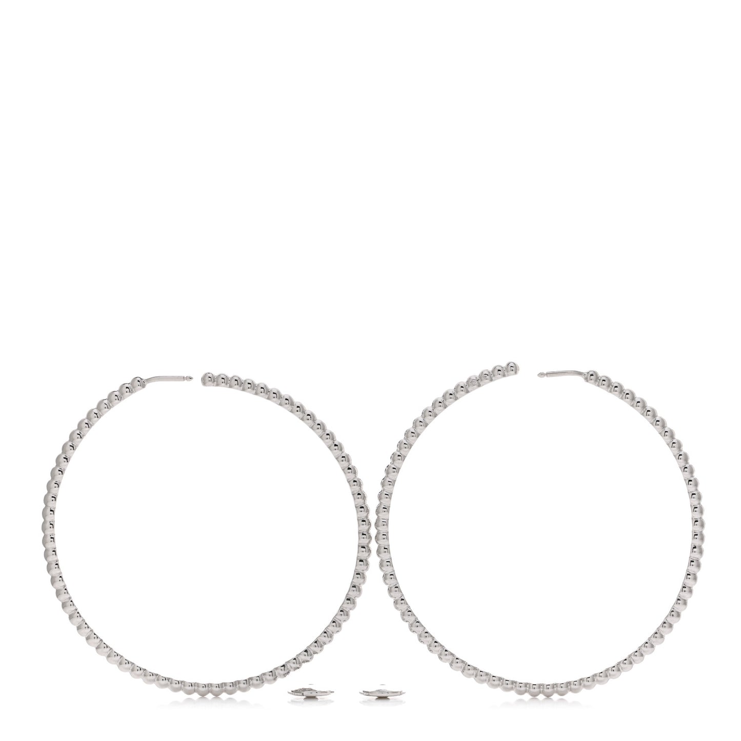 18K White Gold Large Perlee Hoop Earrings