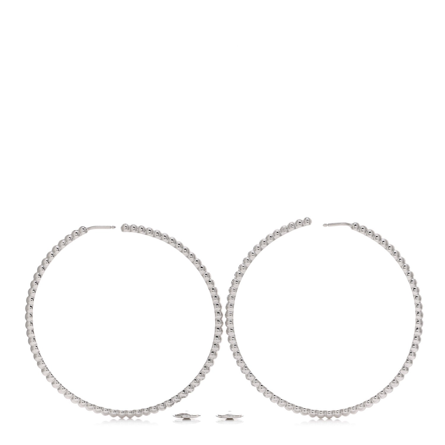 Van Cleef & Arpels 18K White Gold Large Perlee Hoop Earrings 3 of 4