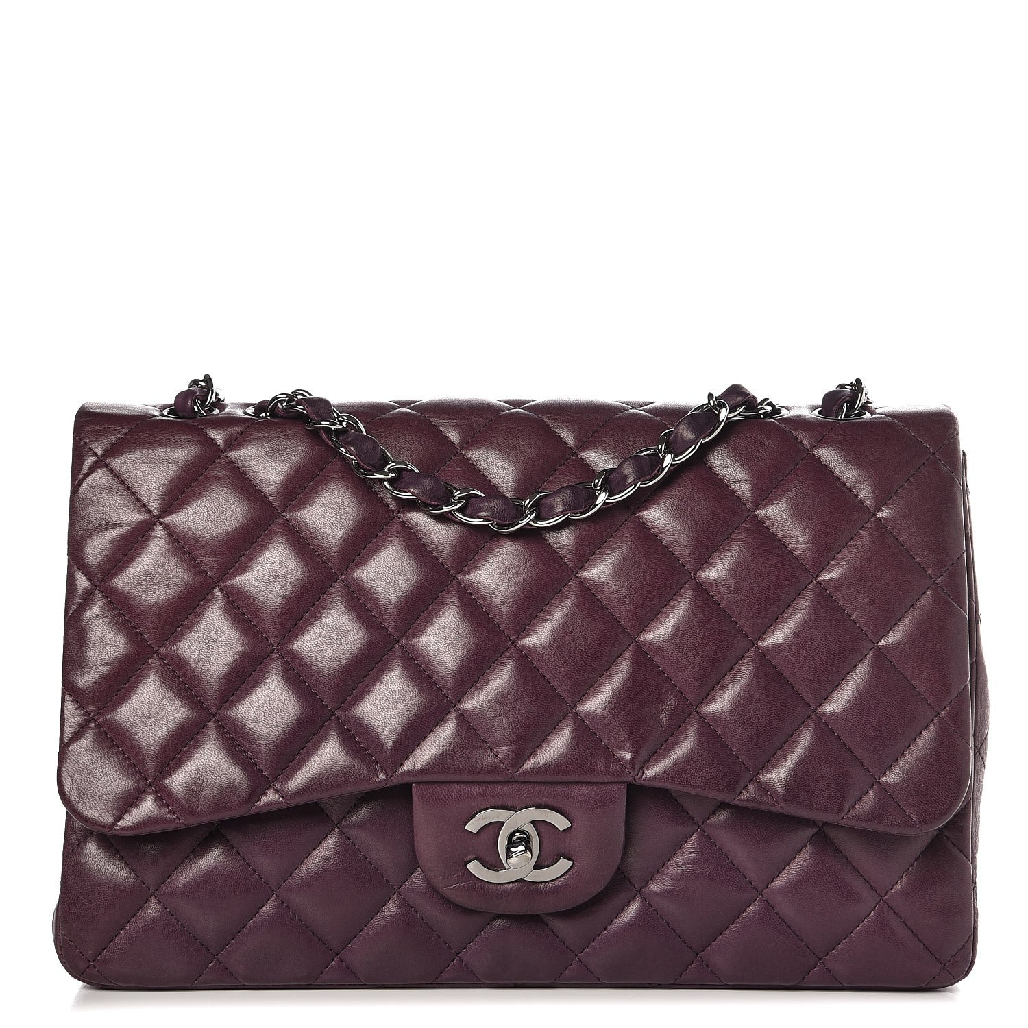 Chanel Lambskin Quilted Jumbo Single Flap Dark Violet 1 of 14