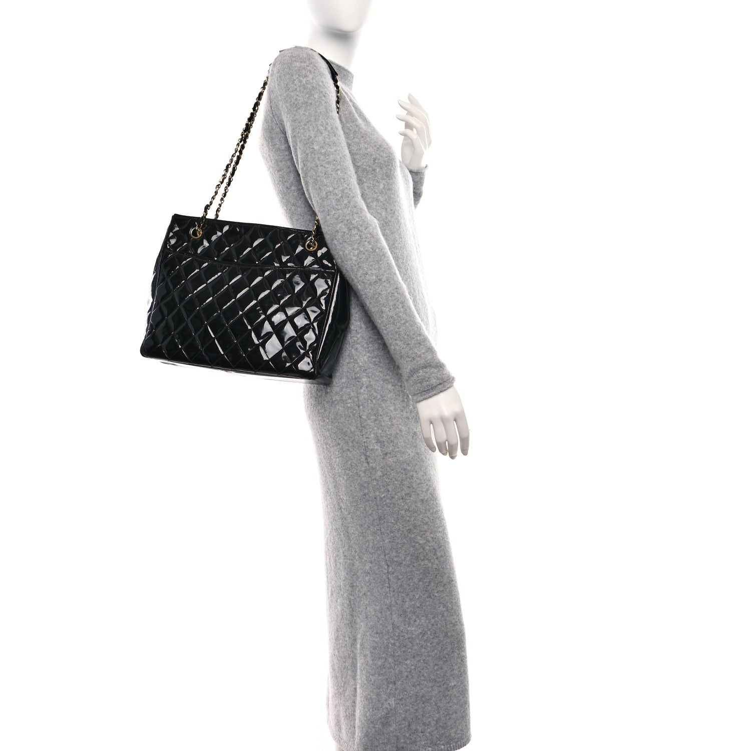 Chanel Patent Quilted Tote Black 2 of 17