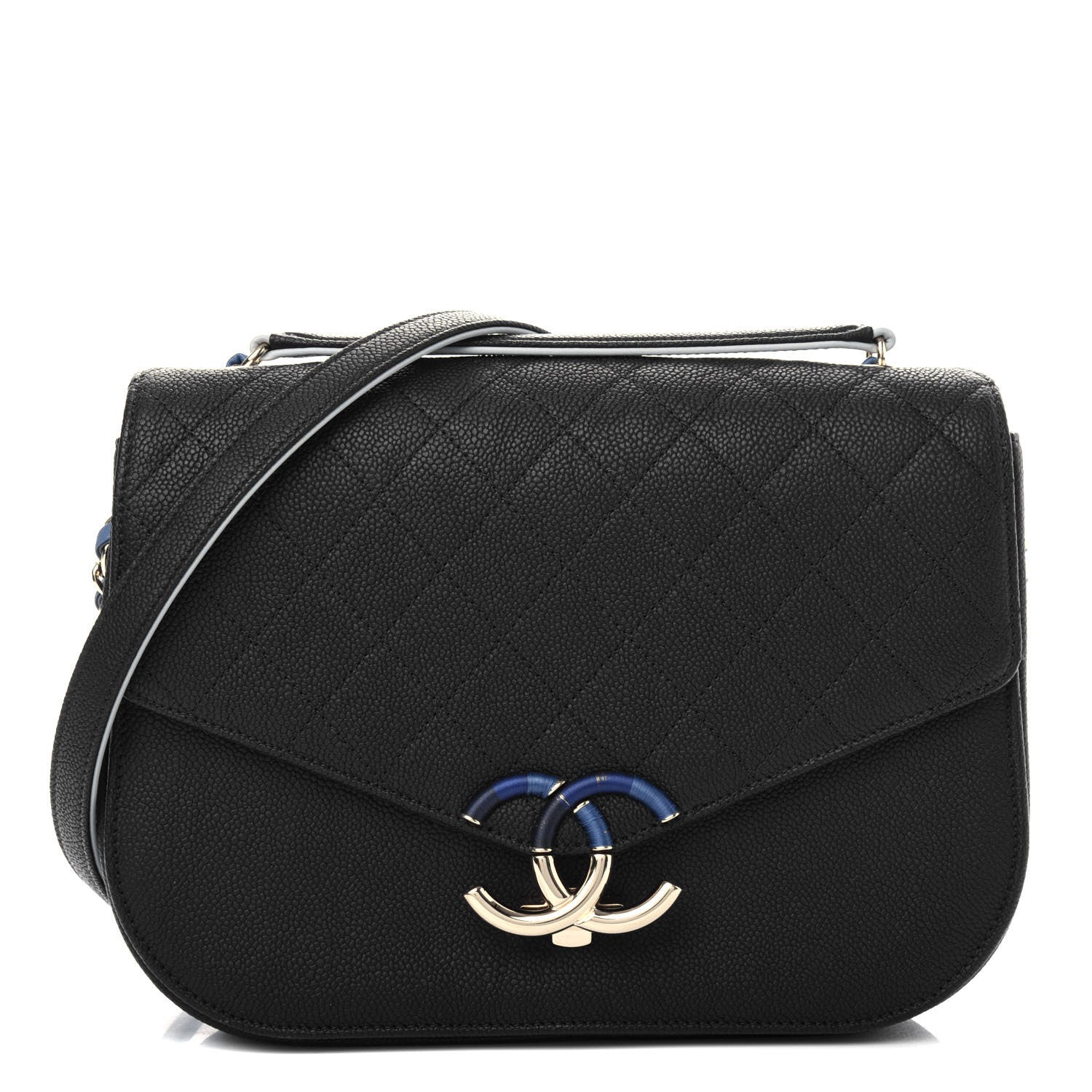 Chanel Grained Calfskin Quilted Medium Cuba Top Handle Flap Black 1 of 10