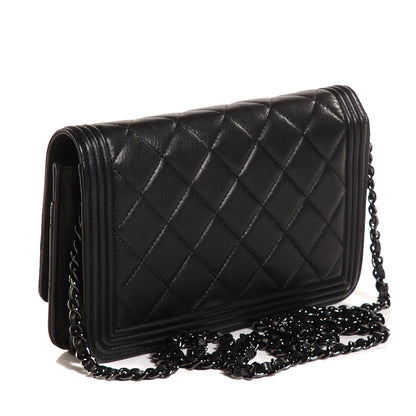 Chanel Calfskin Quilted Boy Wallet On Chain WOC So Black 3 of 8