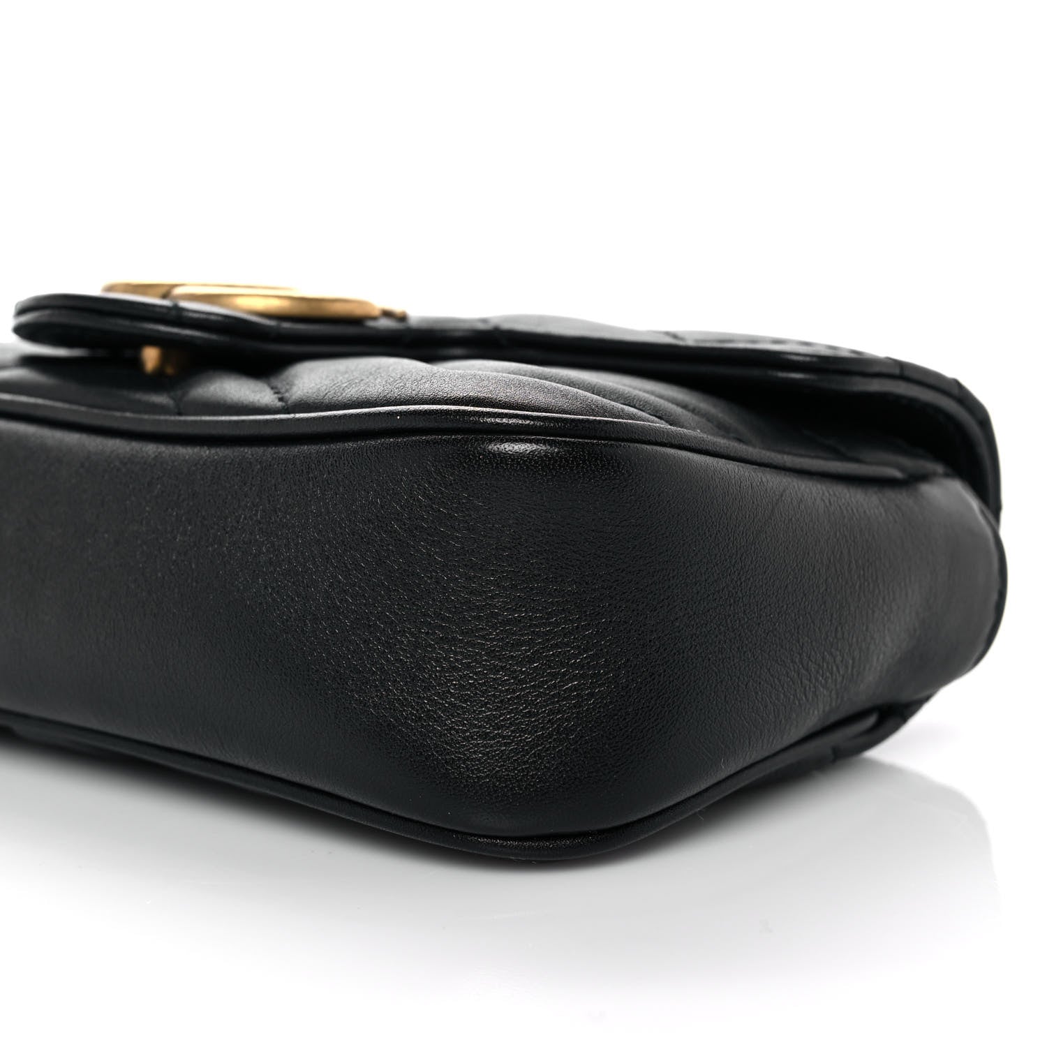 Gucci Calfskin Matelasse Super Mini GG Marmont Shoulder Bag Black 9 of 9