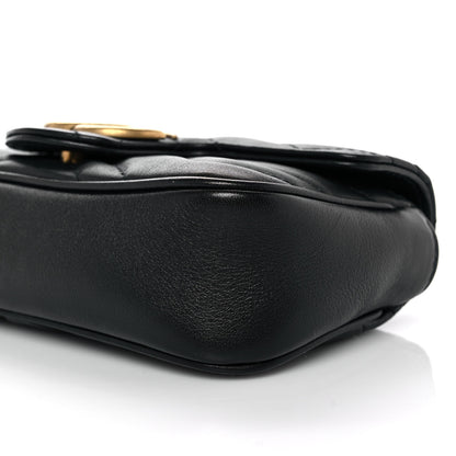 Gucci Calfskin Matelasse Super Mini GG Marmont Shoulder Bag Black 9 of 9