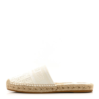Christian Dior Oblique Embroidered Granville Espadrille 15mm Slippers 37 Ivory 1 of 8