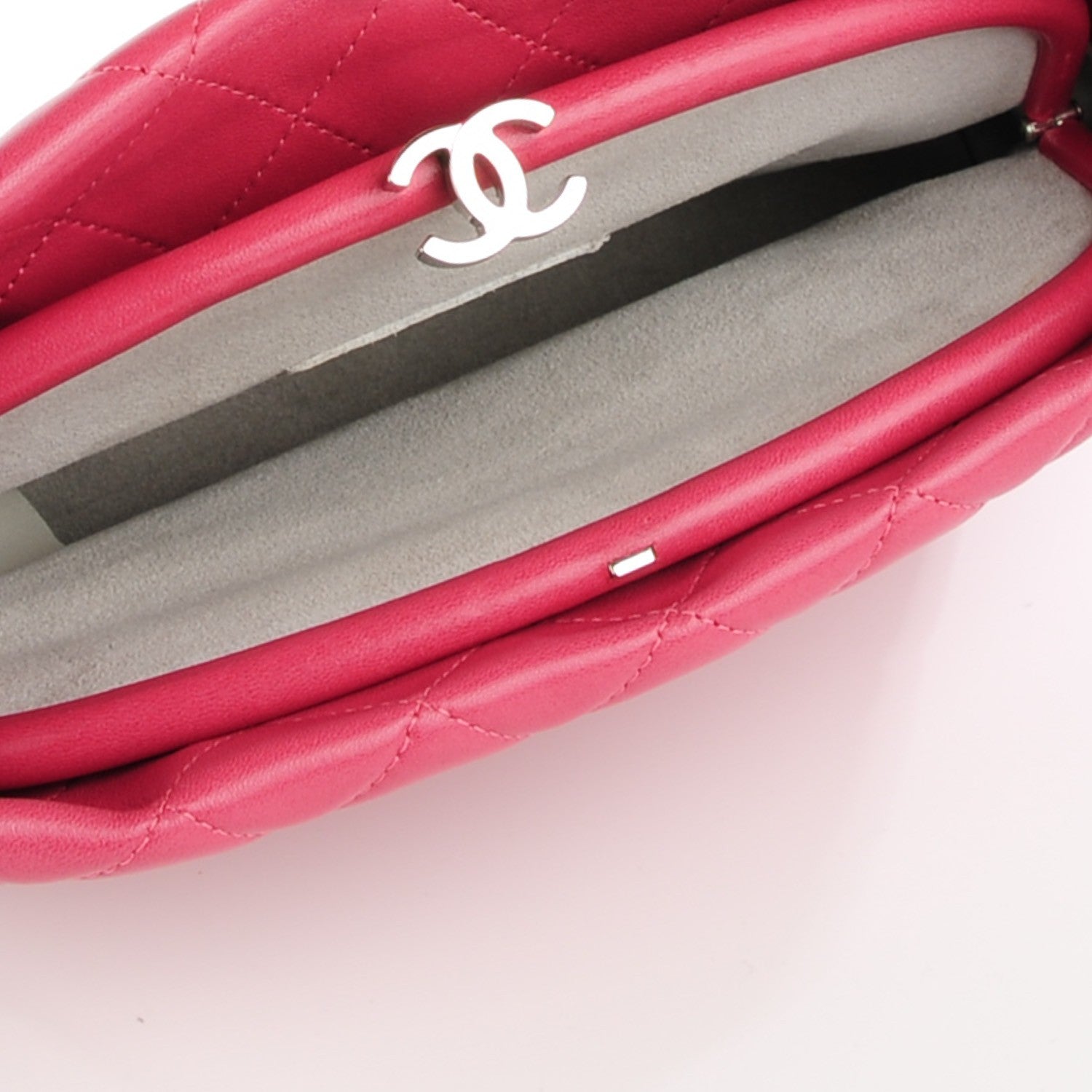 Chanel Lambskin Quilted Clutch Dark Pink 6 of 8