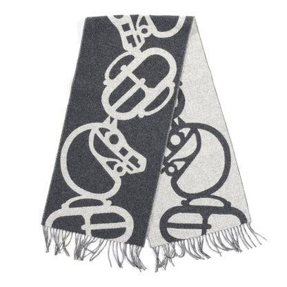 Hermes Cashmere Boucles Et Camails Muffler Anthracite Gris Clair 2 of 3