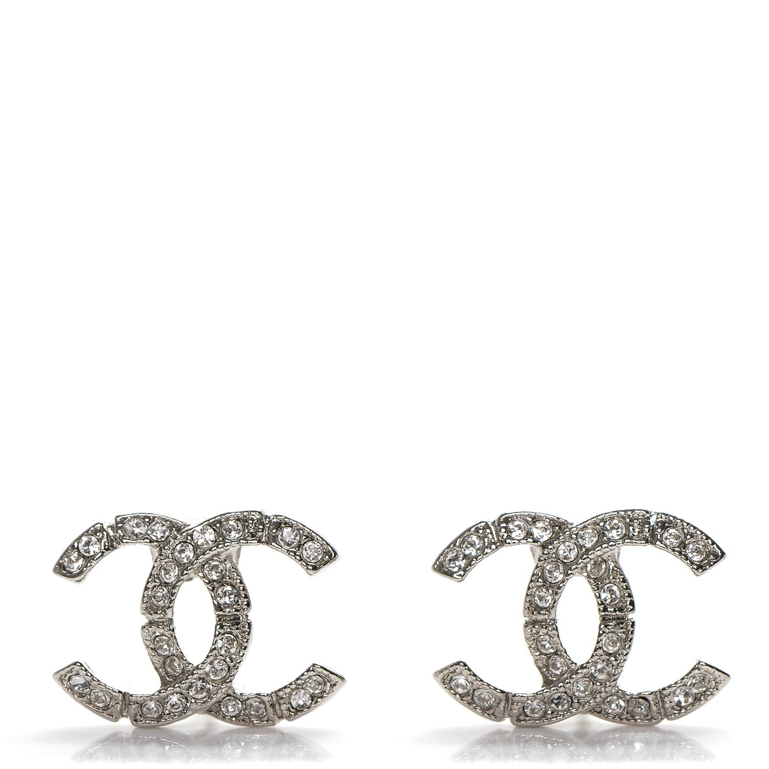 Chanel Crystal CC Earrings Silver 1 of 4
