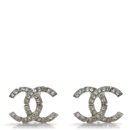 Chanel Crystal CC Earrings Silver 1 of 4