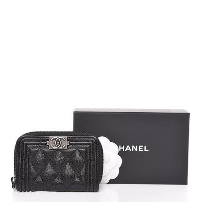 Chanel Caviar Quilted Boy Zip Around Coin Purse Wallet Black 8 of 8