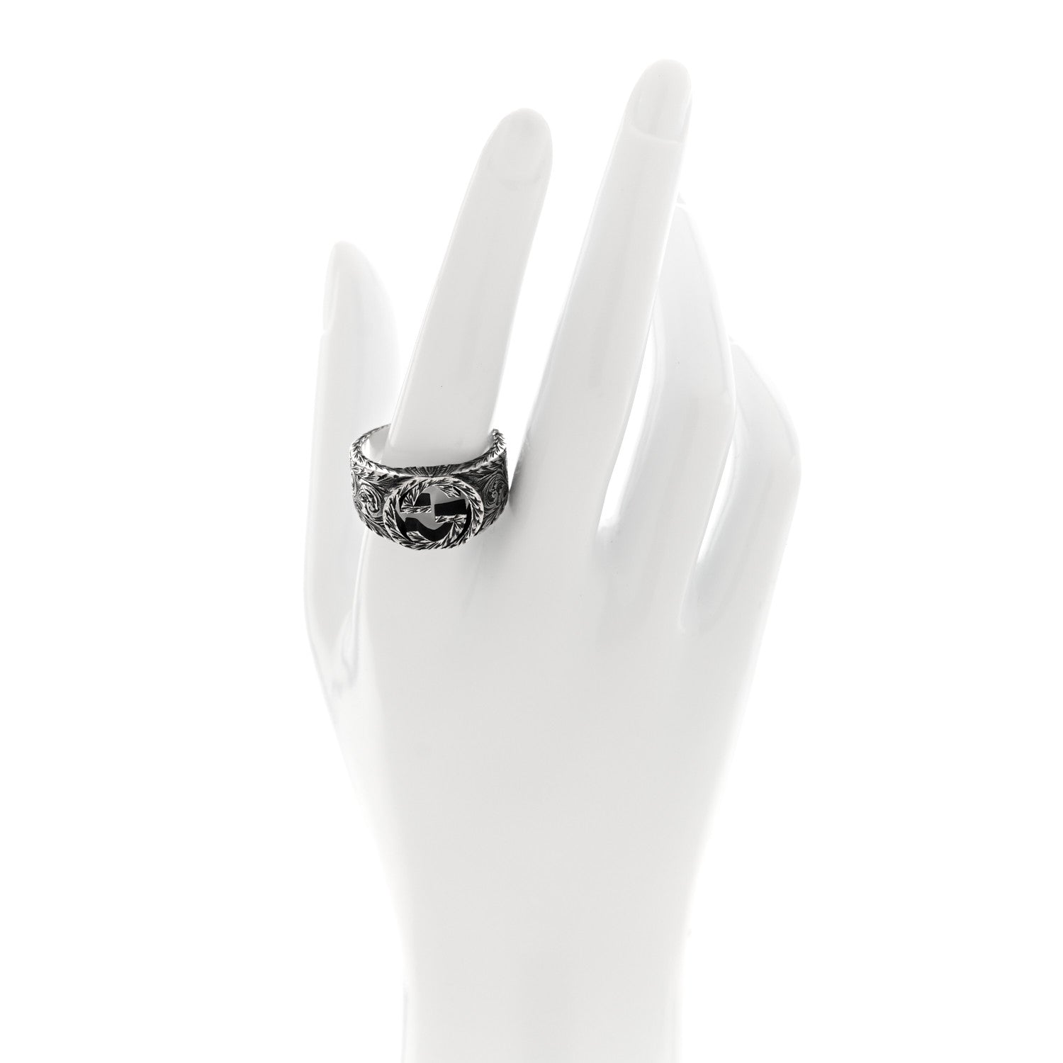 Gucci Sterling Silver Interlocking GG Signet Ring 63 10.25 2 of 7