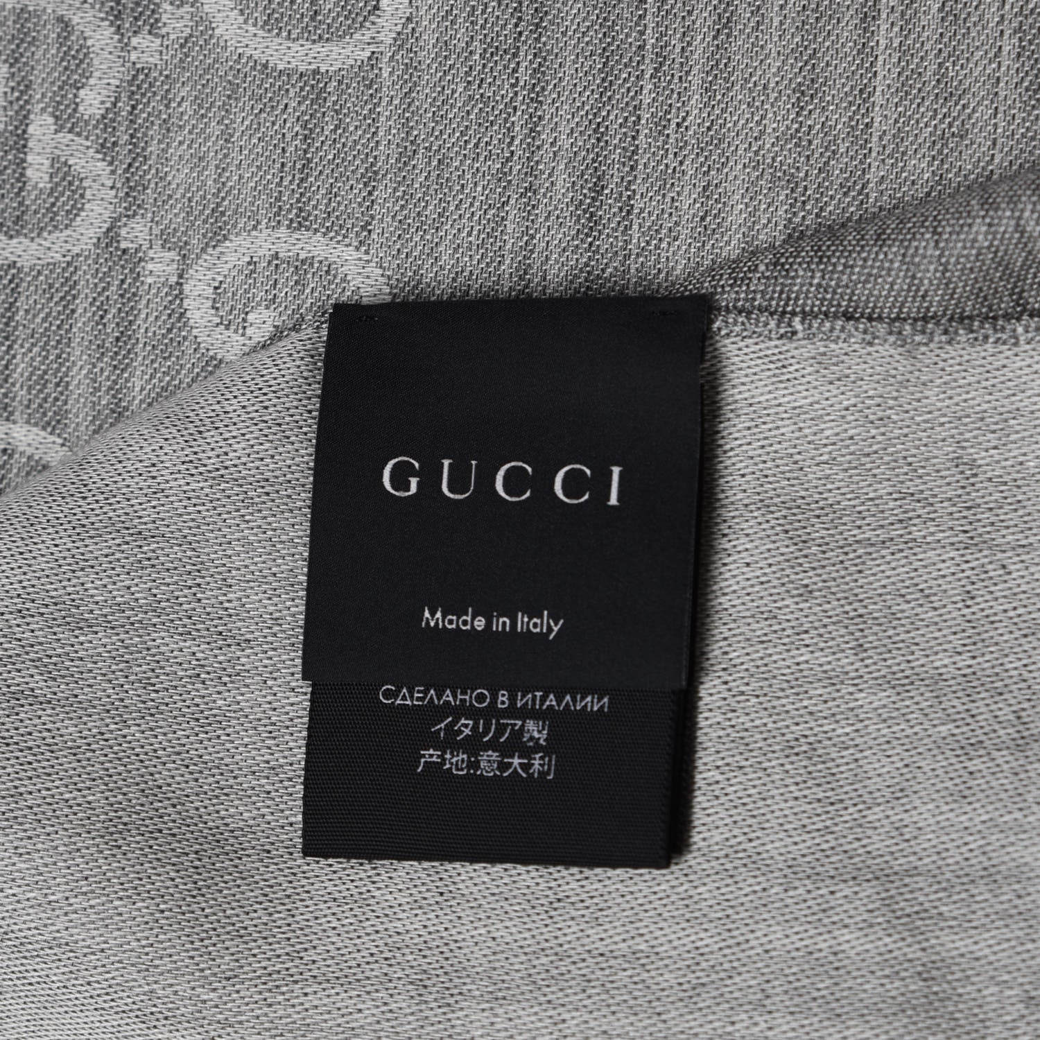 Gucci Wool Silk GG Monogram GGNat Scarf Lead 5 of 5