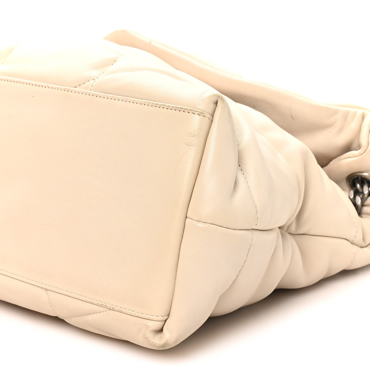 Saint Laurent Lambskin Quilted Medium Loulou Puffer Monogram Chain Satchel Crema Soft 10 of 10